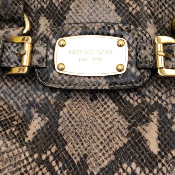 Michael Kors Python Embossed Leather Hamilton Bag - Picture 3 of 6